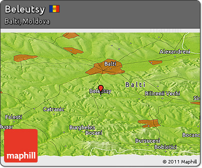 Physical Panoramic Map of Beleutsy