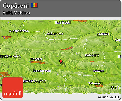 Physical Panoramic Map of Copăceni