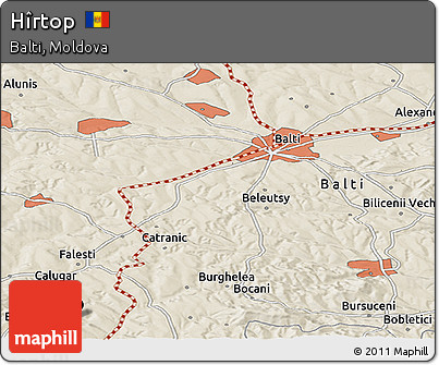 Shaded Relief Panoramic Map of Hîrtop