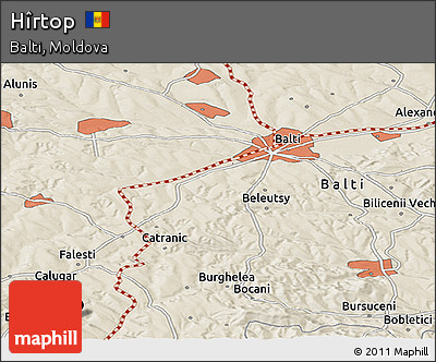 Shaded Relief Panoramic Map of Hîrtop