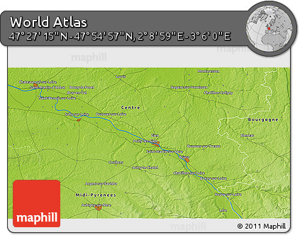 Physical 3D Map of the Area around 47° 41' 6" N, 2° 37' 30" E