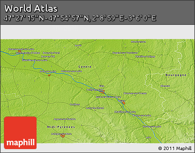 Physical 3D Map of the Area around 47° 41' 6" N, 2° 37' 30" E