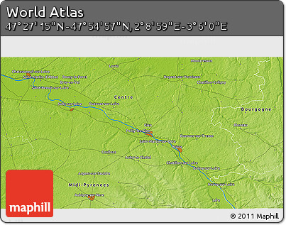 Physical 3D Map of the Area around 47° 41' 6" N, 2° 37' 30" E