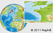 Physical Location Map of the area around 47° 41' 6" N, 2° 28' 30" W