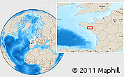 Shaded Relief Location Map of the area around 47° 41' 6" N, 2° 28' 30" W