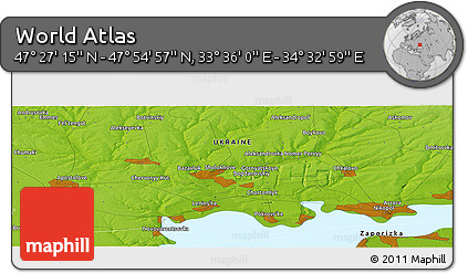 Physical Panoramic Map of the Area around 47° 41' 6" N, 34° 4' 30" E