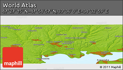 Physical Panoramic Map of the Area around 47° 41' 6" N, 34° 4' 30" E