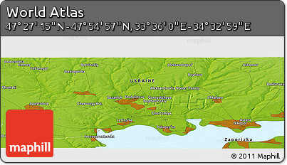 Physical Panoramic Map of the Area around 47° 41' 6" N, 34° 4' 30" E