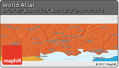 Political Panoramic Map of the Area around 47° 41' 6" N, 34° 4' 30" E