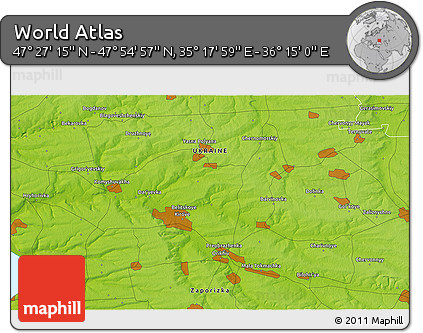 Physical 3D Map of the Area around 47° 41' 6" N, 35° 46' 29" E