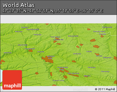 Physical 3D Map of the Area around 47° 41' 6" N, 35° 46' 29" E