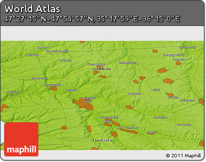 Physical 3D Map of the Area around 47° 41' 6" N, 35° 46' 29" E