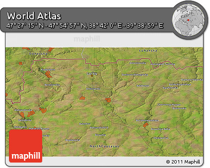 Satellite 3D Map of the Area around 47° 41' 6" N, 39° 10' 29" E