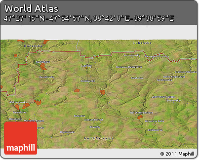 Satellite 3D Map of the Area around 47° 41' 6" N, 39° 10' 29" E