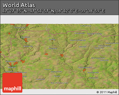 Satellite 3D Map of the Area around 47° 41' 6" N, 39° 10' 29" E