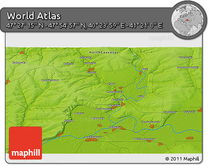 Physical 3D Map of the Area around 47° 41' 6" N, 40° 52' 30" E