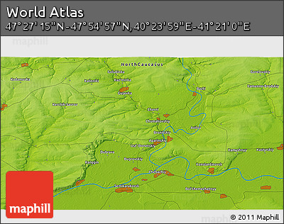 Physical 3D Map of the Area around 47° 41' 6" N, 40° 52' 30" E
