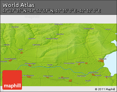 Physical 3D Map of the Area around 47° 41' 6" N, 41° 43' 30" E