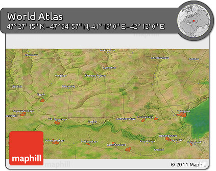 Satellite 3D Map of the Area around 47° 41' 6" N, 41° 43' 30" E