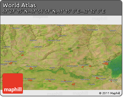Satellite 3D Map of the Area around 47° 41' 6" N, 41° 43' 30" E