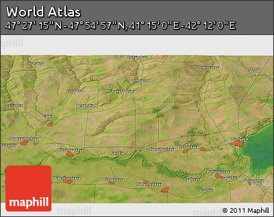 Satellite 3D Map of the Area around 47° 41' 6" N, 41° 43' 30" E