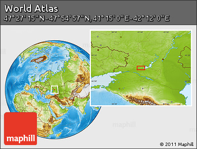 Physical Location Map of the Area around 47° 41' 6" N, 41° 43' 30" E