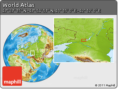 Physical Location Map of the Area around 47° 41' 6" N, 41° 43' 30" E