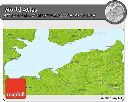 Physical 3D Map of the Area around 47° 41' 6" N, 42° 34' 30" E