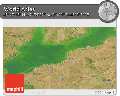 Satellite 3D Map of the Area around 47° 41' 6" N, 42° 34' 30" E
