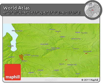 Physical 3D Map of the Area around 47° 41' 6" N, 43° 25' 29" E