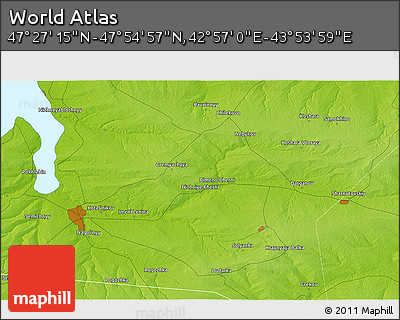 Physical 3D Map of the Area around 47° 41' 6" N, 43° 25' 29" E