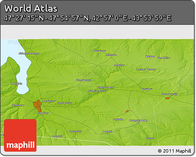 Physical 3D Map of the Area around 47° 41' 6" N, 43° 25' 29" E