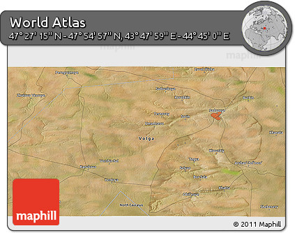 Satellite 3D Map of the Area around 47° 41' 6" N, 44° 16' 29" E