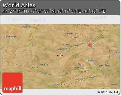 Satellite 3D Map of the Area around 47° 41' 6" N, 44° 16' 29" E