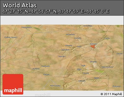 Satellite 3D Map of the Area around 47° 41' 6" N, 44° 16' 29" E