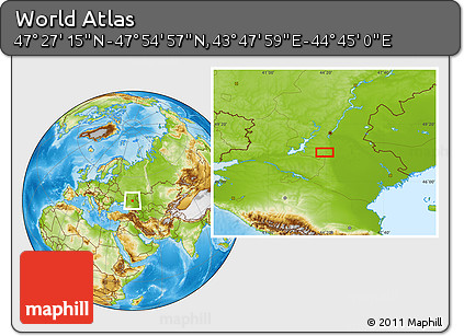Physical Location Map of the Area around 47° 41' 6" N, 44° 16' 29" E