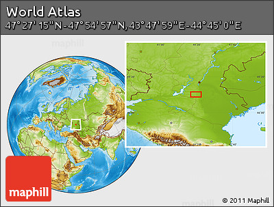 Physical Location Map of the Area around 47° 41' 6" N, 44° 16' 29" E