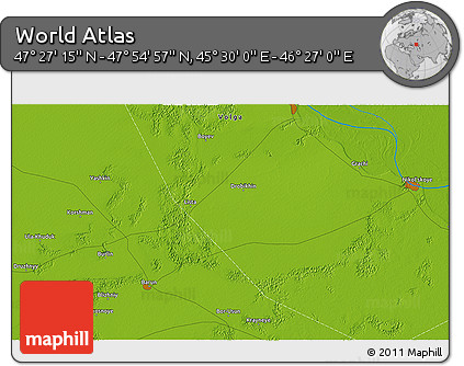 Physical 3D Map of the Area around 47° 41' 6" N, 45° 58' 30" E