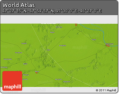 Physical 3D Map of the Area around 47° 41' 6" N, 45° 58' 30" E