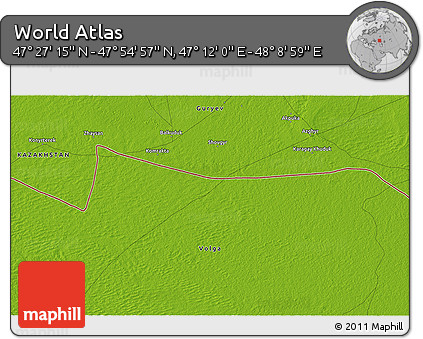 Physical 3D Map of the Area around 47° 41' 6" N, 47° 40' 29" E