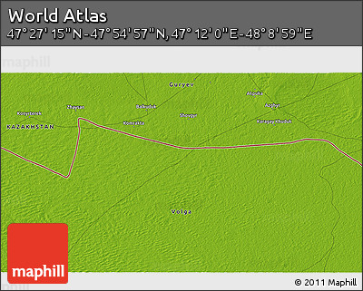 Physical 3D Map of the Area around 47° 41' 6" N, 47° 40' 29" E