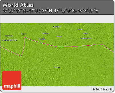 Physical 3D Map of the Area around 47° 41' 6" N, 47° 40' 29" E