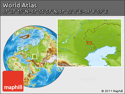 Physical Location Map of the Area around 47° 41' 6" N, 47° 40' 29" E