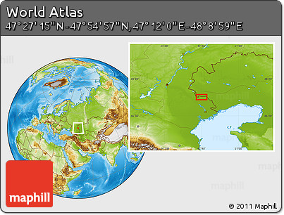 Physical Location Map of the Area around 47° 41' 6" N, 47° 40' 29" E