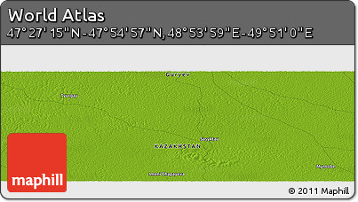 Physical Panoramic Map of the Area around 47° 41' 6" N, 49° 22' 30" E