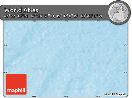 Physical Map of the Area around 47° 41' 6" N, 49° 13' 30" W