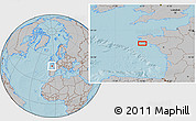 Gray Location Map of the area around 47° 41' 6" N, 4° 10' 30" W, hill shading