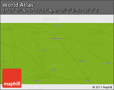 Physical 3D Map of the Area around 47° 41' 6" N, 50° 13' 30" E