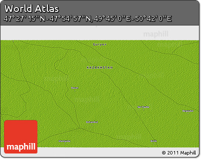 Physical 3D Map of the Area around 47° 41' 6" N, 50° 13' 30" E