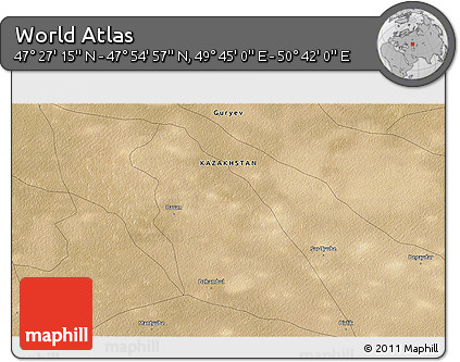 Satellite 3D Map of the Area around 47° 41' 6" N, 50° 13' 30" E